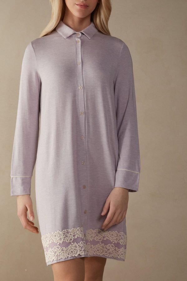 Nočná Bielizeň Intimissimi Pretty Flower Open Front Nightshirt Damske Nachový Biele | SK-9253WOMJG