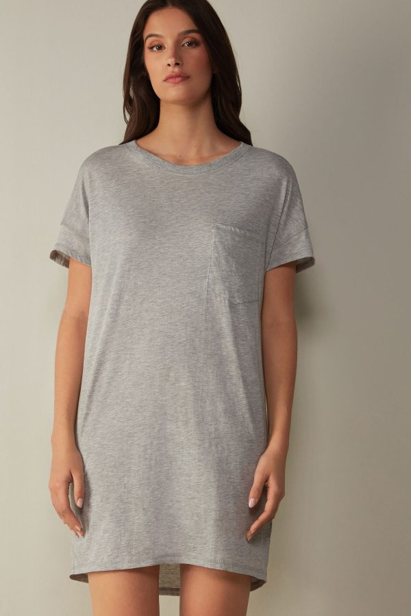 Nočná Bielizeň Intimissimi Ultrafresh Supima® Bavlnene Nightdress Damske Siva | SK-1850ZNOMI