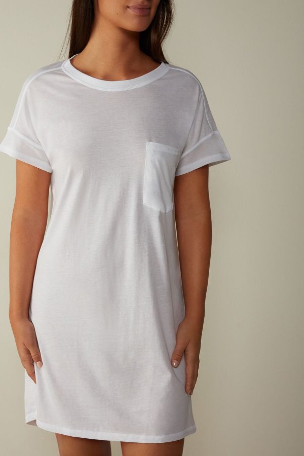 Nočná Bielizeň Intimissimi Ultrafresh Supima® Bavlnene Nightdress Damske Biele | SK-8634GOXKI