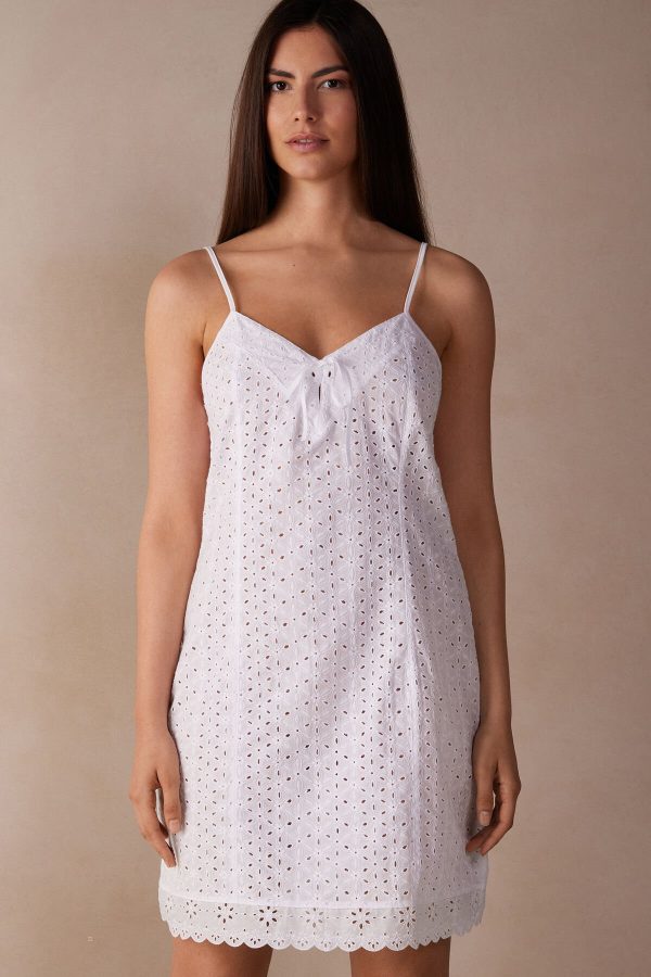 Nočné Košele Intimissimi Hello Sunshine Sangallo Cipkovane Chemise Damske Biele | SK-9740WEHAB