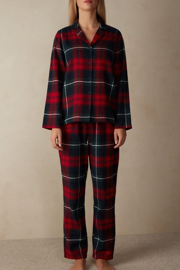 Oblečenie Na Spanie Intimissimi Tartan Love Brushed Fabric Pajamas Sets Damske Červené | SK-2016UOCWF