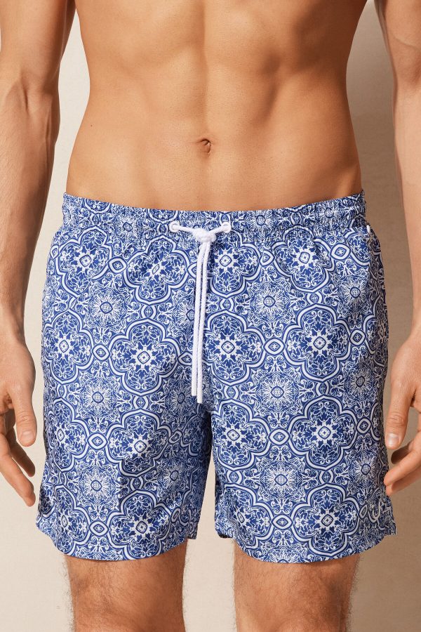 Plavky Intimissimi Blue Majolica Print Panske Biele Modre | SK-2986TAQCW