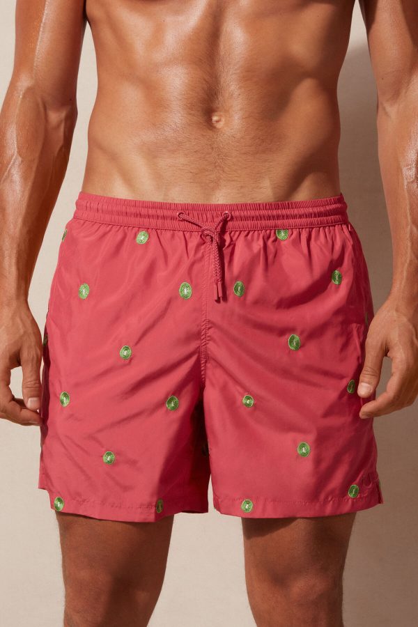Plavky Intimissimi Embroidered Kiwi Panske Červené Tmavo Ruzove | SK-5693VBARQ