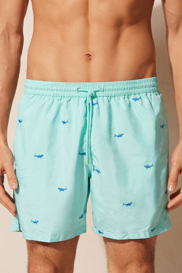 Plavky Intimissimi Embroidered Shark Panske Tyrkysové Zelene Siva | SK-1563LENOZ