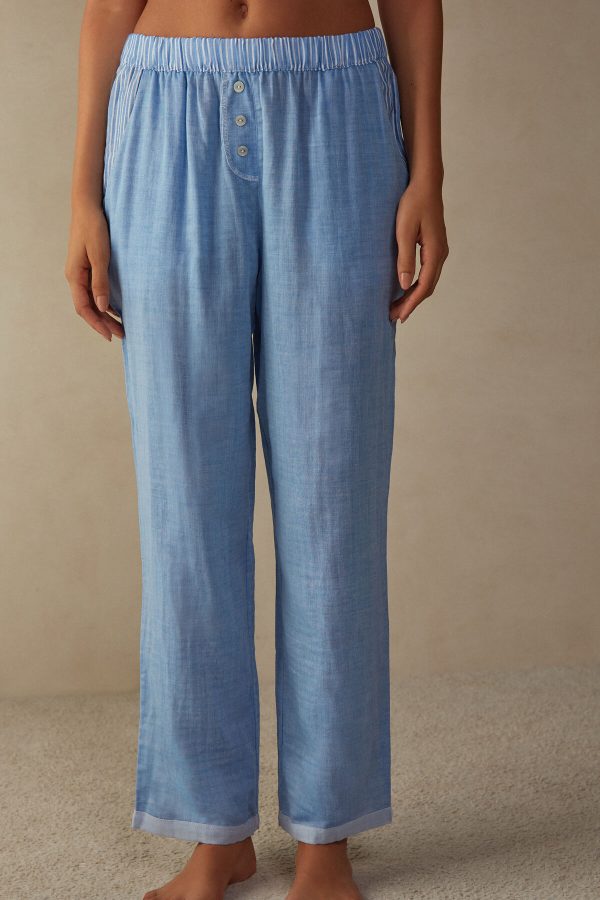 Pyžamo Dlhé Intimissimi Early in the Morning Bavlnene Cloth Pant Damske Modre | SK-1705QFXTU
