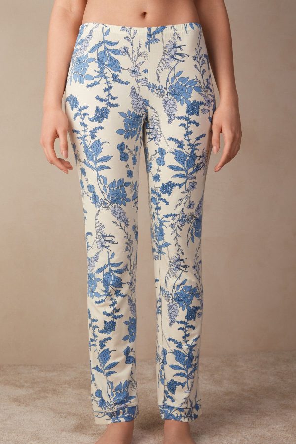Pyžamo Dlhé Intimissimi Feeling Beautiful Full Length Modal Pant Damske Modre Biele | SK-6571CEHUK