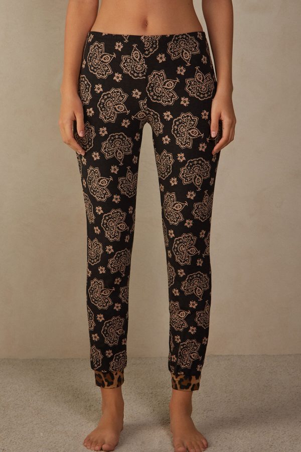 Pyžamo Dlhé Intimissimi Lady Animalier Modal Cuffed Pant Damske Čierne | SK-7860NXSDT