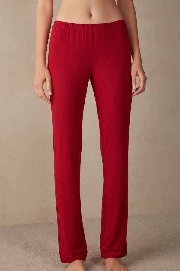 Pyžamo Dlhé Intimissimi Long Micromodal Trousers Damske Červené | SK-6789XDMRC