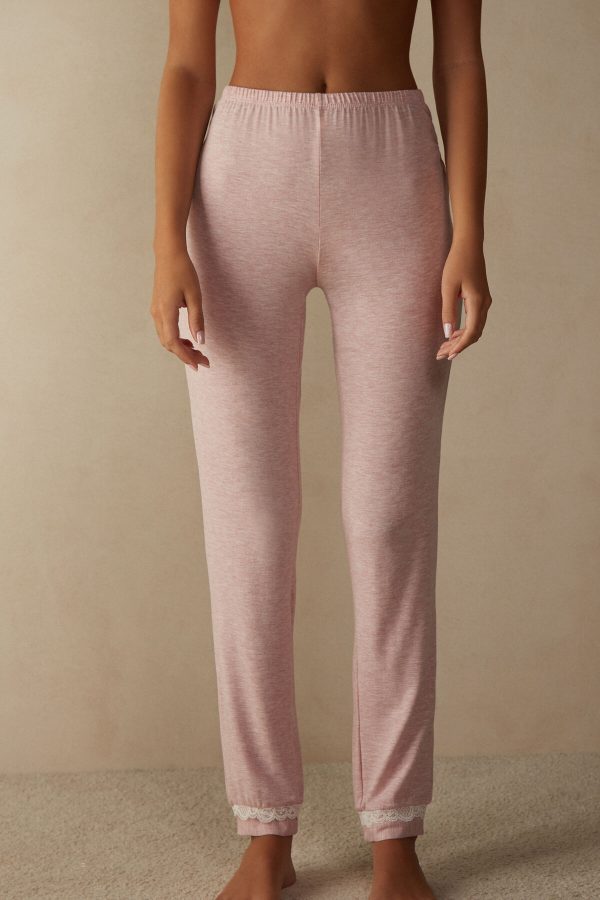 Pyžamo Dlhé Intimissimi Long Modal Cipkovane Detail Trousers Damske Ruzove | SK-2107UTHZO