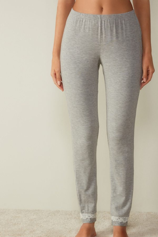 Pyžamo Dlhé Intimissimi Long Modal Cipkovane Detail Trousers Damske Siva | SK-3715LRQYI