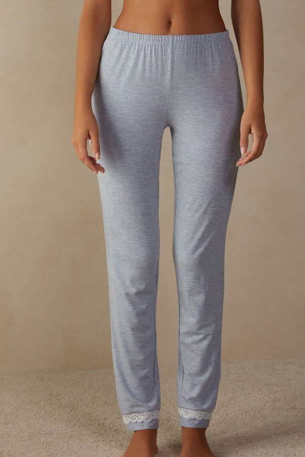 Pyžamo Dlhé Intimissimi Long Modal Cipkovane Detail Trousers Damske Svetlo Modre | SK-8039QSUXR