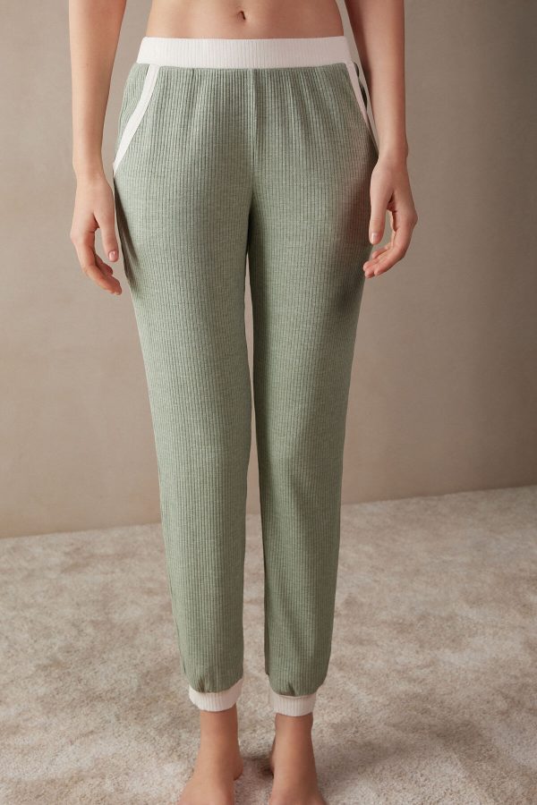 Pyžamo Dlhé Intimissimi Lost in Fields Full Length Pant in Modal Damske Zelene | SK-5896KMCVL