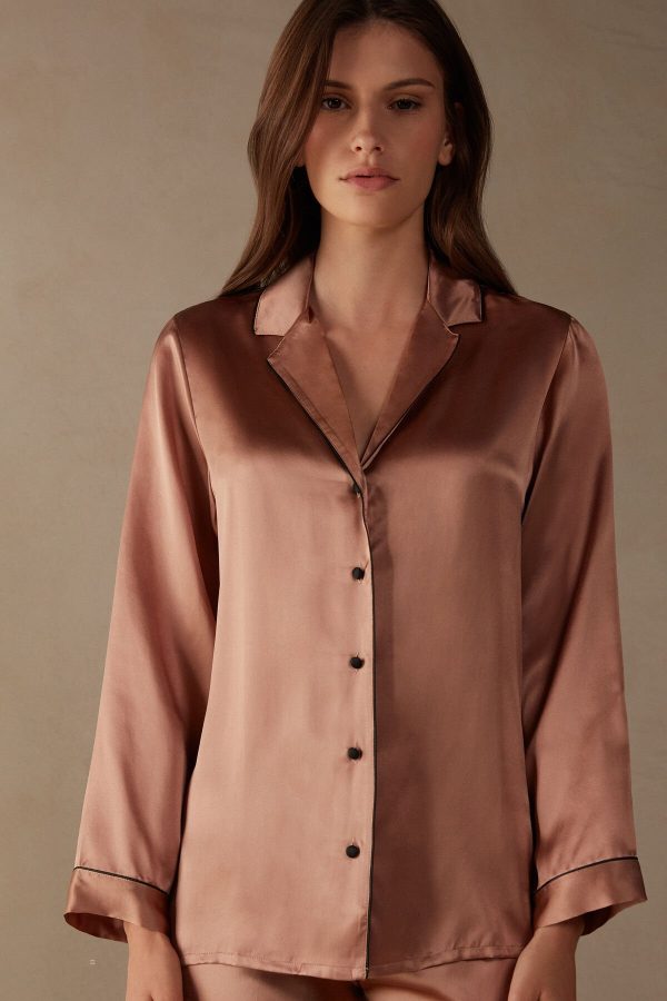 Pyžamo Dlhé Intimissimi Mannish-Cut Jacket in Silk Satin Damske Béžové Ruzove | SK-6072GFRQN