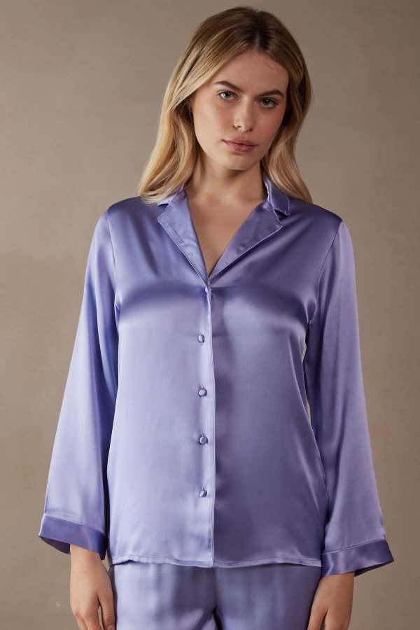 Pyžamo Dlhé Intimissimi Mannish-Cut Jacket in Silk Satin Damske Nachový | SK-7680YDSPN
