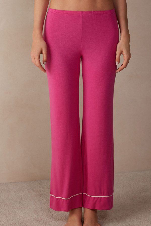 Pyžamo Dlhé Intimissimi Pretty Flowers Full Length Modal Pant Damske Ruzove Biele | SK-9413UKVZR