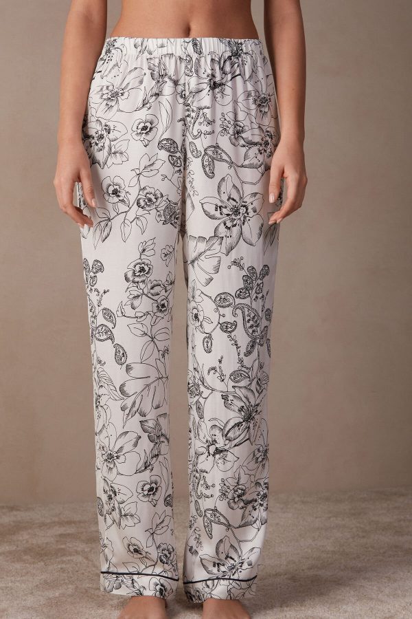 Pyžamo Dlhé Intimissimi Pure Joy Full Length Satin Pant Damske Biele Čierne | SK-1452SGEON