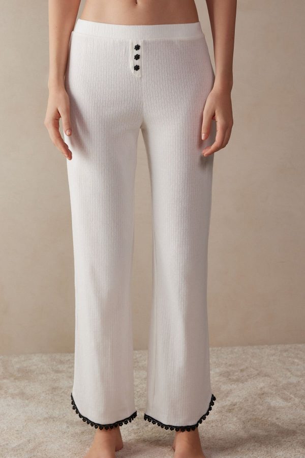 Pyžamo Dlhé Intimissimi Pure Joy Full Length Bavlnene Pant Damske Biele | SK-5619NYSXL