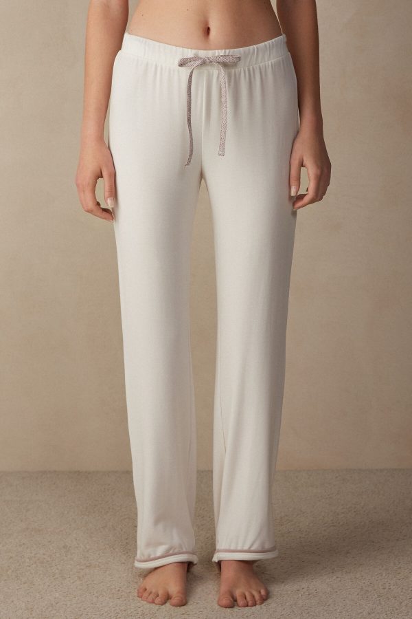 Pyžamo Dlhé Intimissimi Romantic Bedroom Full Length Pant in Modal with Vlna Damske Biele Ruzove | SK-5793UGEHQ