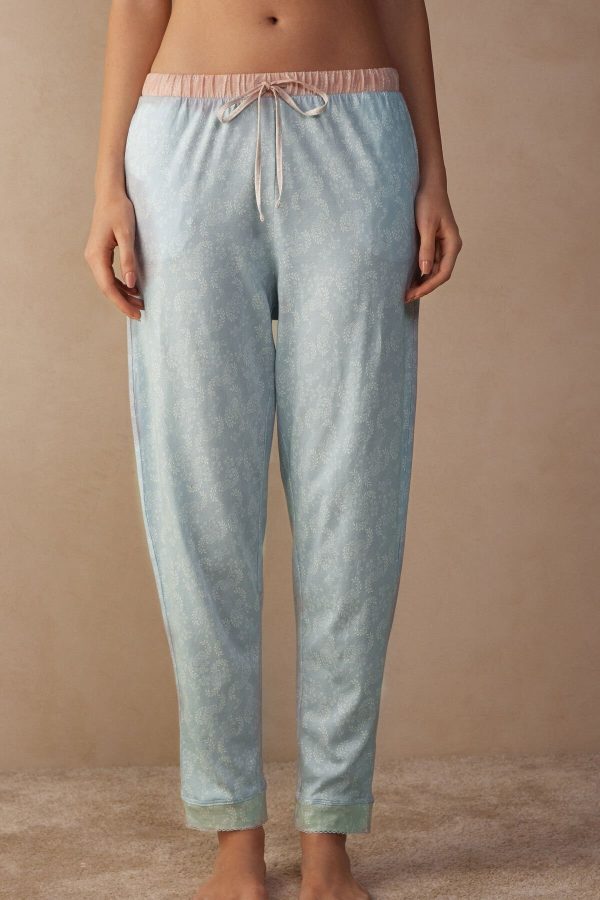 Pyžamo Dlhé Intimissimi Romantic Cashmere Full Length Bavlnene Pant Damske Svetlo Modre | SK-2397MSZYO