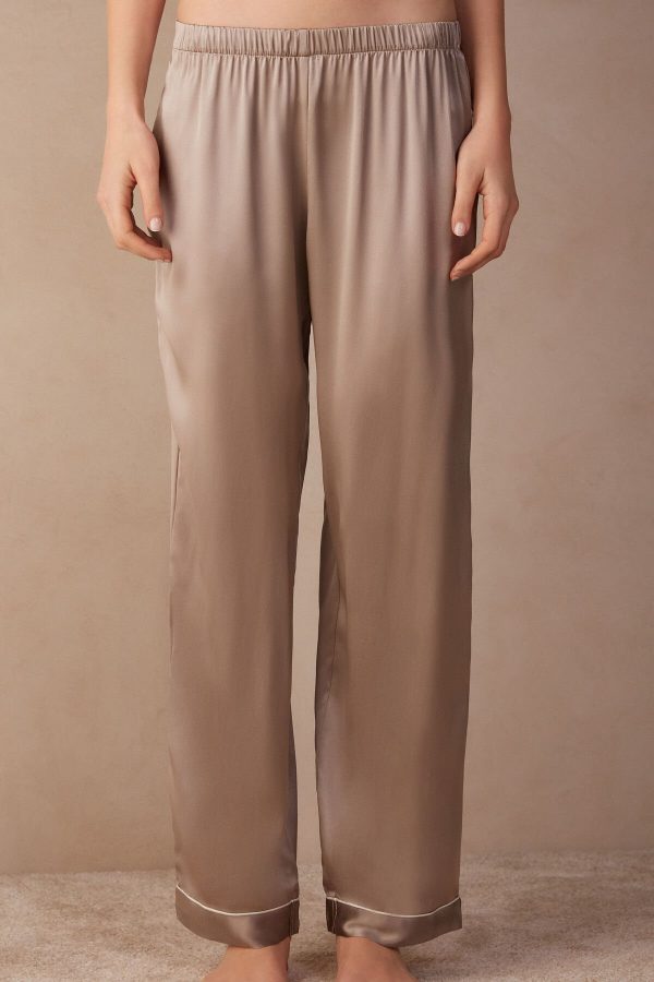 Pyžamo Dlhé Intimissimi Silk Satin Pajama Pant Damske Béžové | SK-5160ULBGN