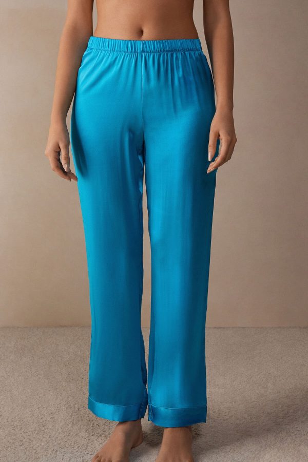 Pyžamo Dlhé Intimissimi Silk Satin Pajama Pant Damske Modre Tyrkysové | SK-8015UKHAF
