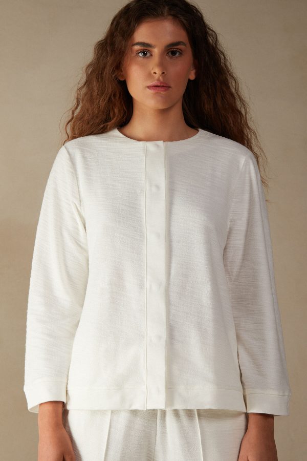Pyžamo Dlhé Intimissimi Soft Dreams Long Sleeve Button-Up Shirt Damske Biele | SK-5931SXBHZ