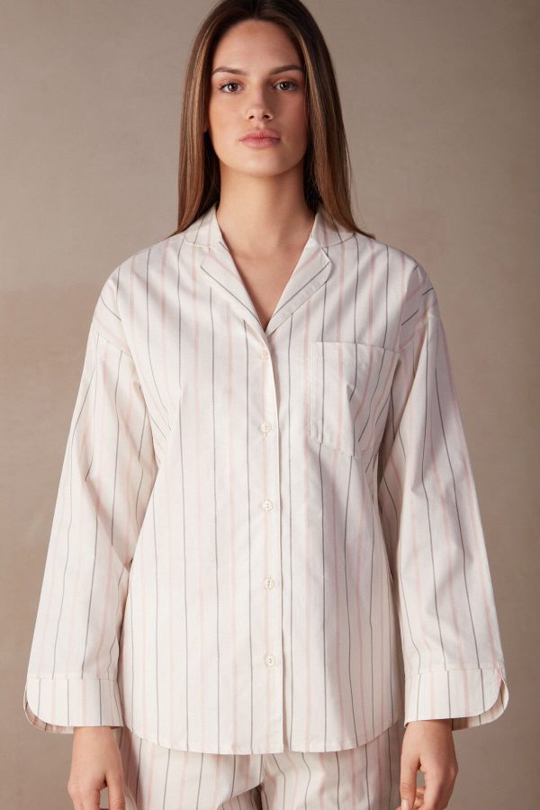 Pyžamo Dlhé Intimissimi Soft Spring Long Sleeve Button-Up Shirt Damske Biele Béžové Ruzove | SK-2513MDTNB