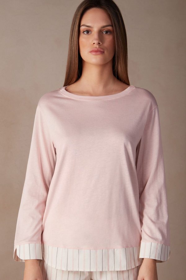 Pyžamo Dlhé Intimissimi Soft Spring Long Sleeve Bavlnene Top Damske Ruzove | SK-6052YJHME