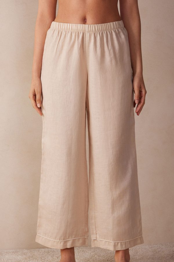 Pyžamo Dlhé Intimissimi Yacht Night Linen Pant Damske Béžové | SK-9283BOKEQ