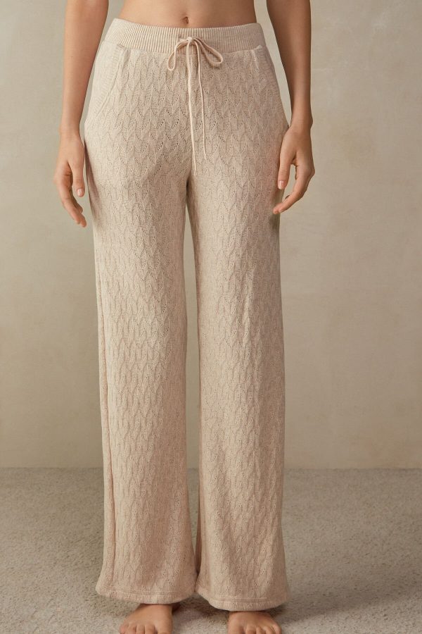 Pyžamo Dlhé Intimissimi Zimná Braid Full Length Jacquard Pant Damske Béžové | SK-5163EUHVZ