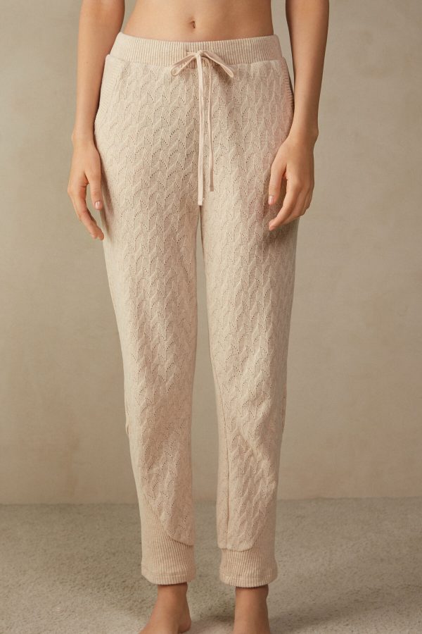 Pyžamo Dlhé Intimissimi Zimná Braid Full Length Cuffed Pant Damske Béžové | SK-7312ZEGIU