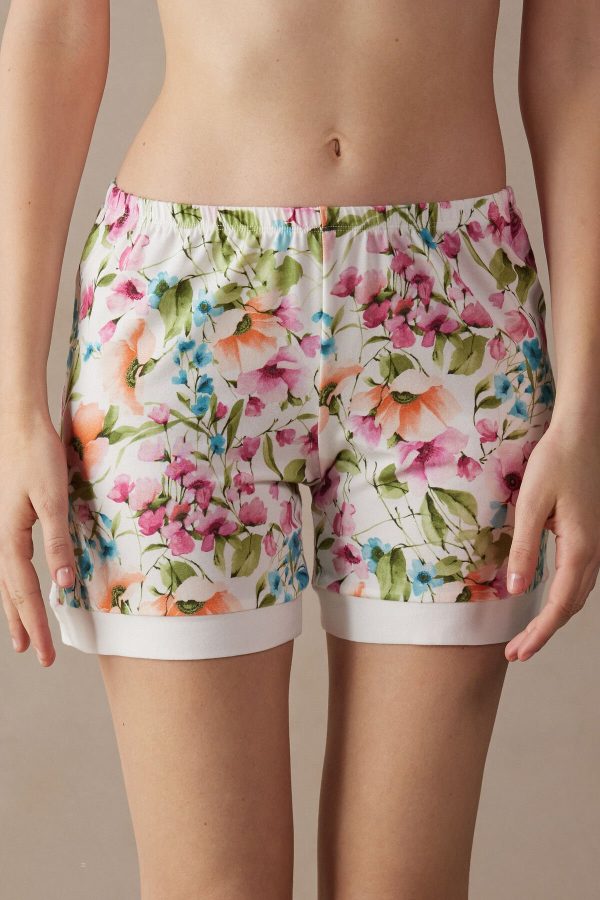 Pyžamo Krátke Intimissimi Botanical Lyrics Modal Damske Biele | SK-7025EOKXC
