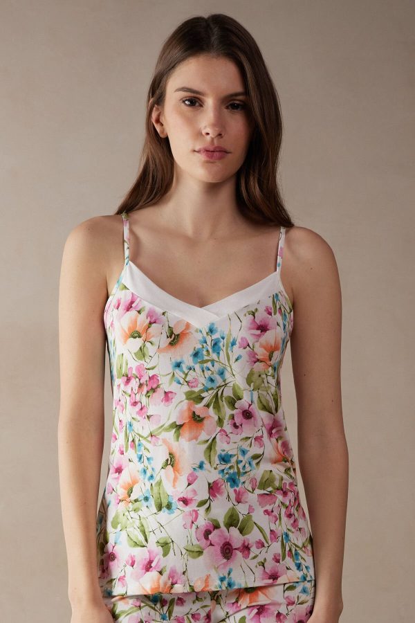 Pyžamo Krátke Intimissimi Botanical Lyrics Modal Top Damske Biele | SK-8176BLDPT