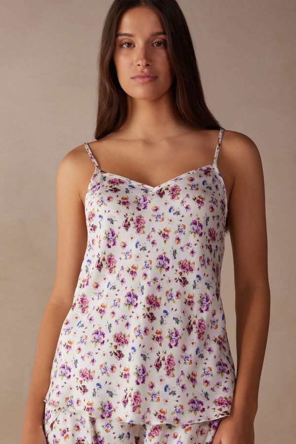 Pyžamo Krátke Intimissimi Dreaming of Spring Satin Top Damske Biele | SK-4865XEANB
