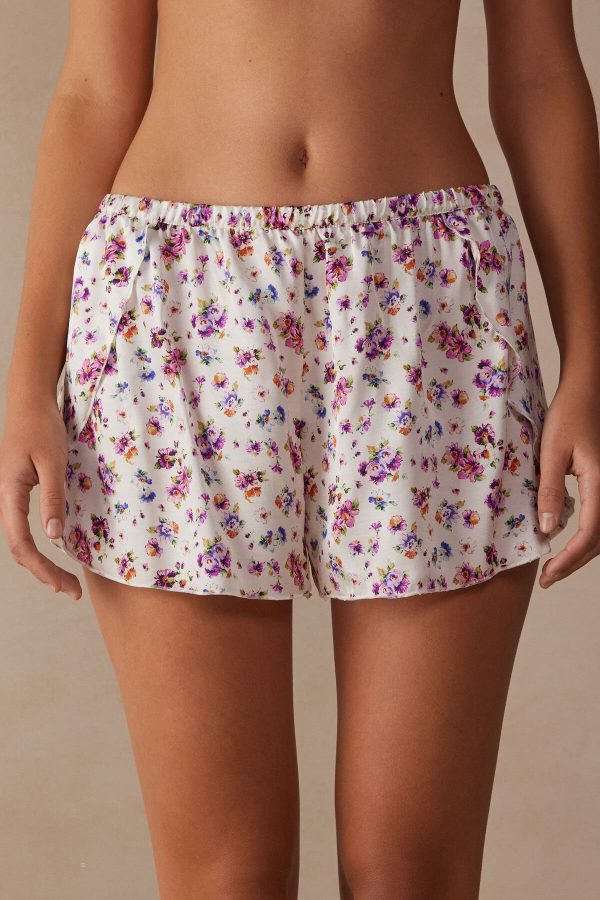 Pyžamo Krátke Intimissimi Dreaming of Spring Satin Damske Biele | SK-5162BIATY
