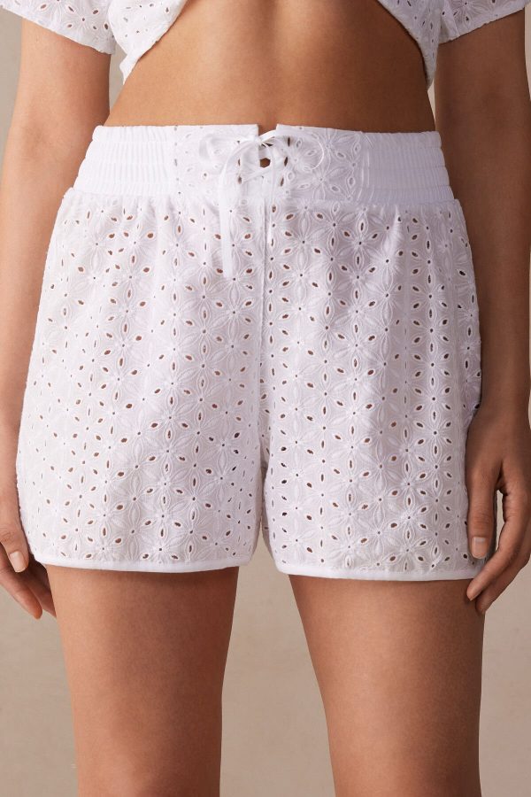 Pyžamo Krátke Intimissimi Hello Sunshine Sangallo Cipkovane Damske Biele | SK-0487CJMWQ