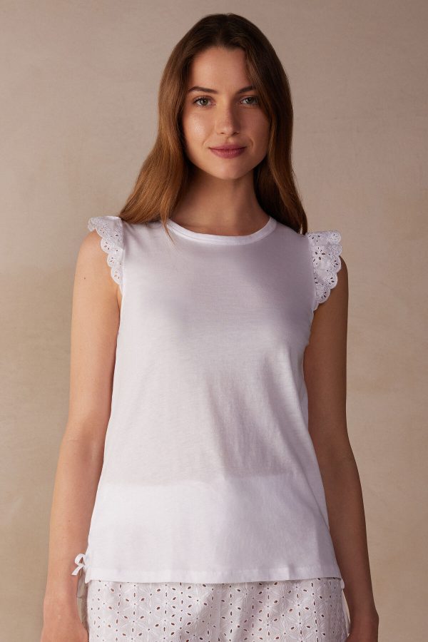 Pyžamo Krátke Intimissimi Hello Sunshine Tank Top in Supima® Ultrafresh Bavlnene Damske Biele | SK-4782IDNOJ