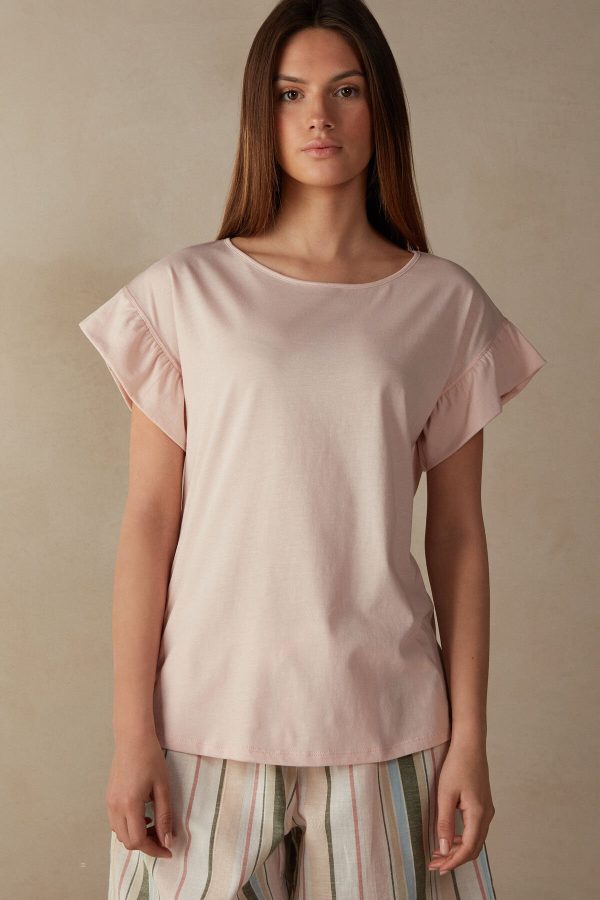 Pyžamo Krátke Intimissimi Marine Holidays Kratke Sleeve Top in Supima® Ultrafresh Bavlnene Damske Ruzove | SK-1256YEOGW