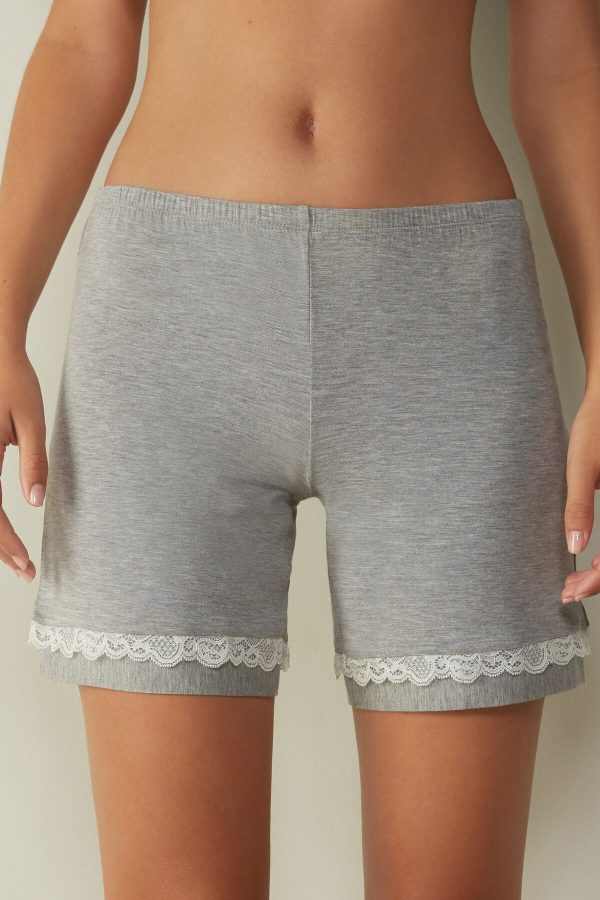 Pyžamo Krátke Intimissimi Modal with Cipkovane Details Damske Siva | SK-0458UBFJH