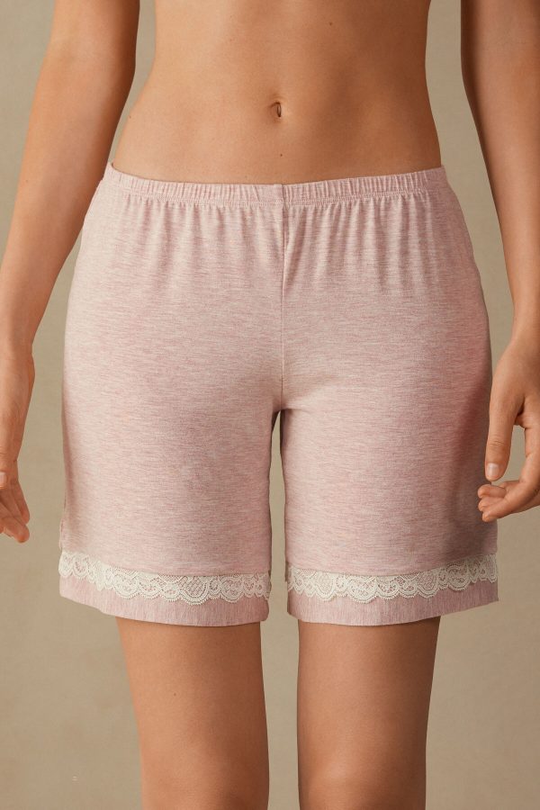 Pyžamo Krátke Intimissimi Modal with Cipkovane Details Damske Ruzove | SK-6194XEJQG