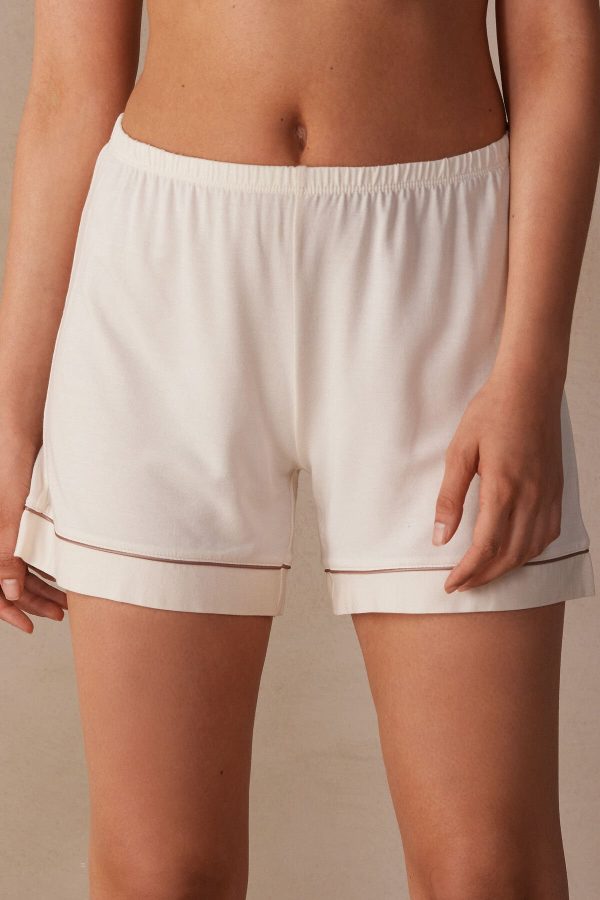 Pyžamo Krátke Intimissimi Modal with Contrast Trim Damske Béžové Svetlo Žlté Biele | SK-2901ZMEQL