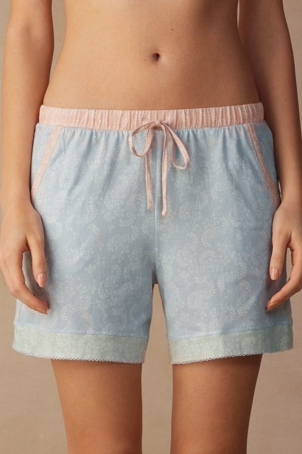 Pyžamo Krátke Intimissimi Romantic Cashmere Bavlnene Damske Svetlo Modre | SK-8091REXOD