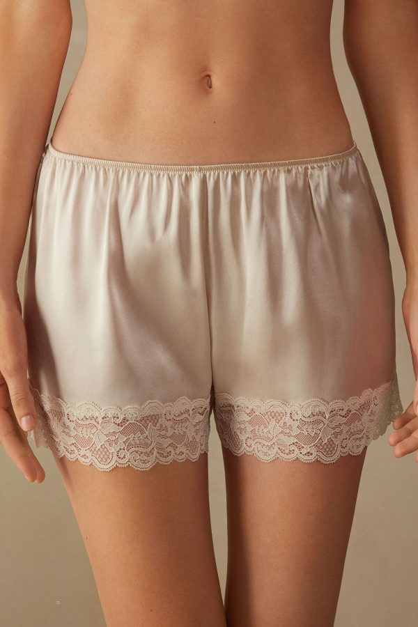 Pyžamo Krátke Intimissimi Silk Damske Béžové Ruzove | SK-8174SHXWT