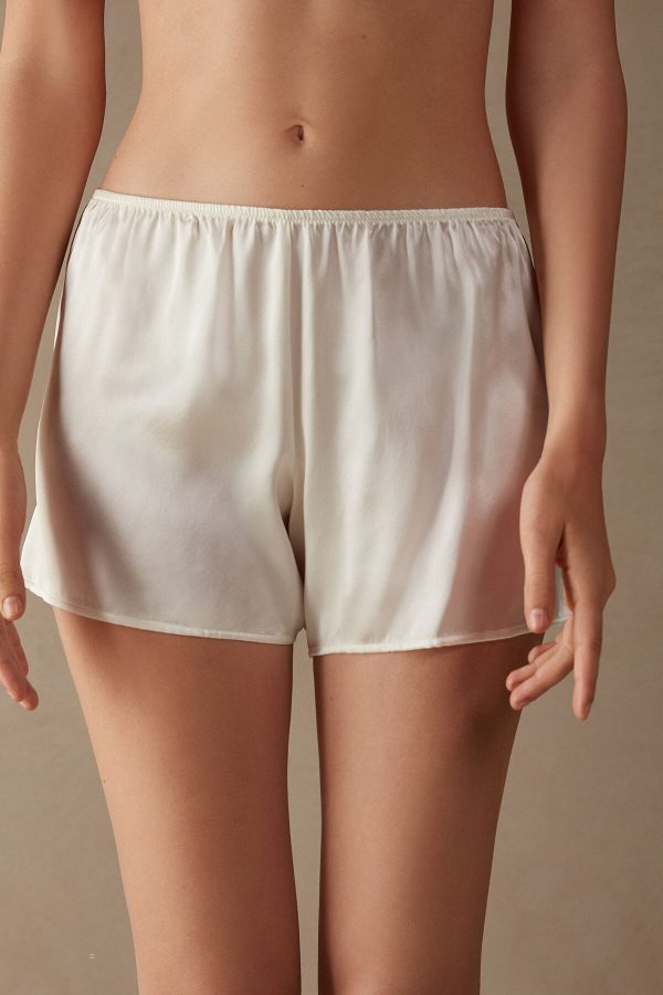 Pyžamo Krátke Intimissimi Smooth Silk-Satin Damske Biele | SK-3027RUXZV