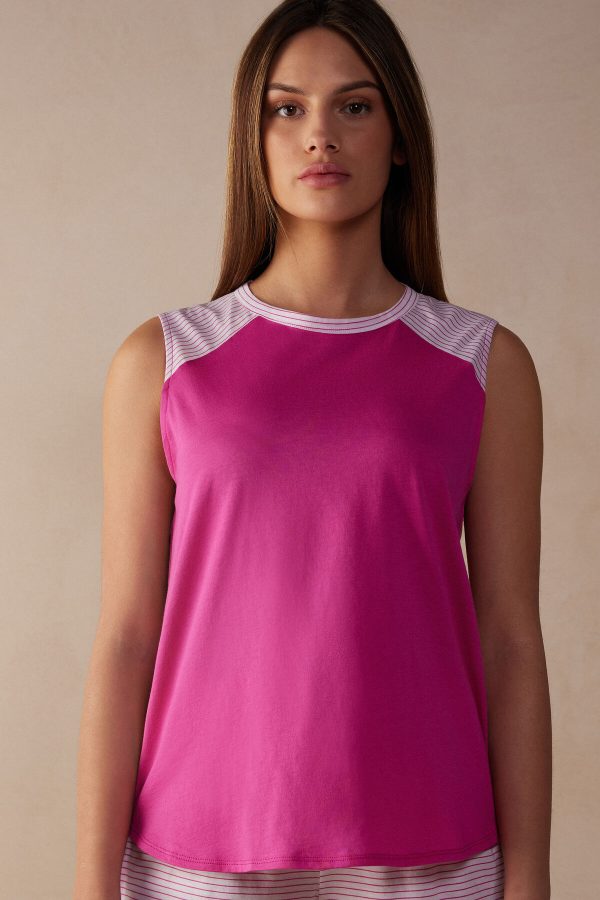 Pyžamo Krátke Intimissimi Strawberry Milkshake Tank Top in Supima® Ultrafresh Bavlnene Damske Ruzove | SK-7694APROV