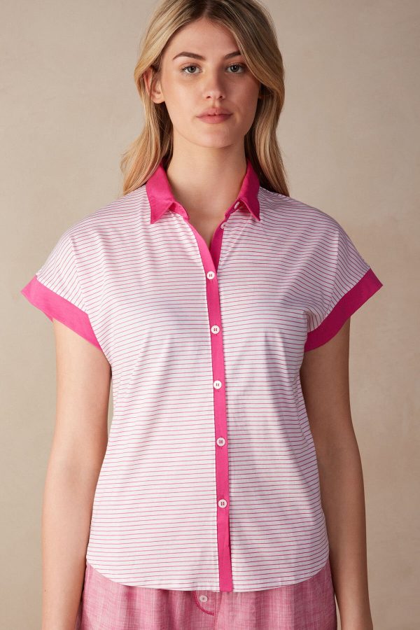 Pyžamo Krátke Intimissimi Strawberry Milkshake Kratke Sleeve Top in Supima® Ultrafresh Bavlnene Damske Ruzove | SK-9120QWFYM