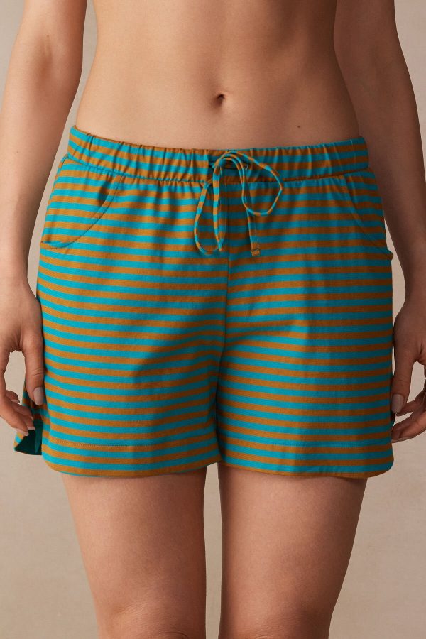 Pyžamo Krátke Intimissimi Summer Vibes Pruhované Damske Zelene | SK-4630SQZAO