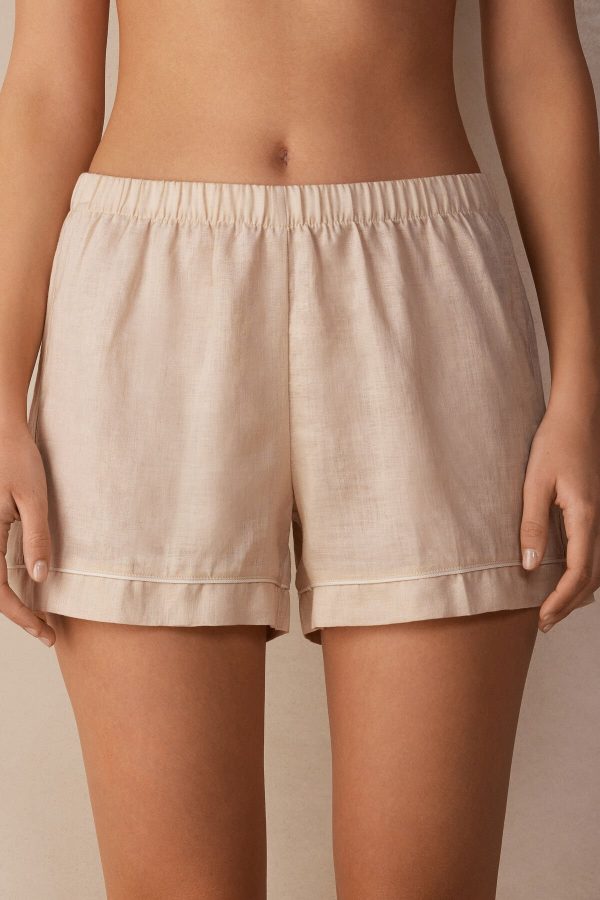 Pyžamo Krátke Intimissimi Yacht Night Linen Damske Béžové | SK-7506GVLAR