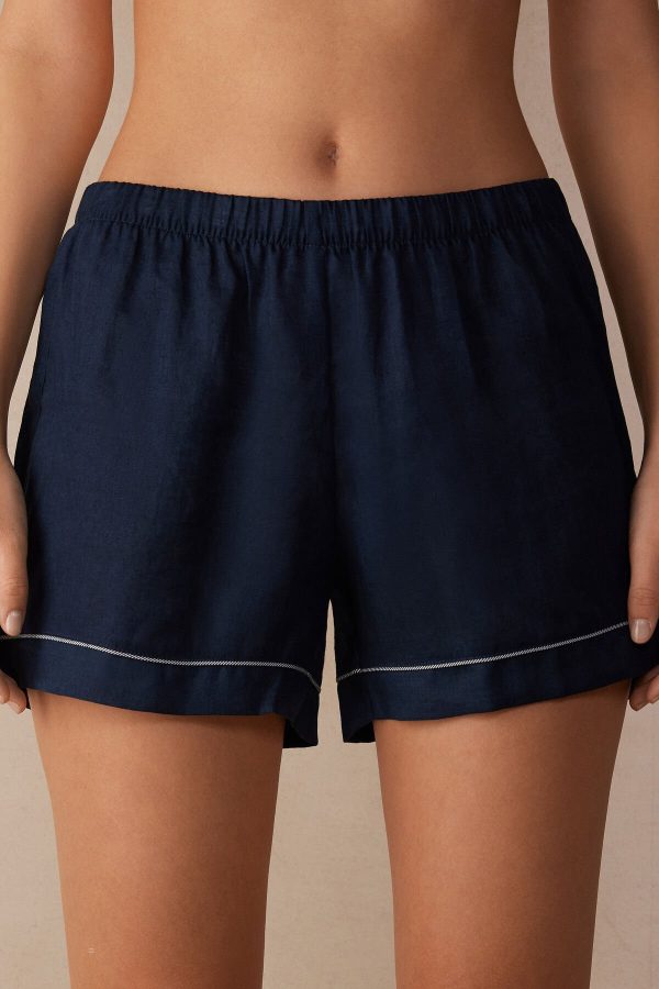 Pyžamo Krátke Intimissimi Yacht Night Linen Damske Modre | SK-8701WCFEN