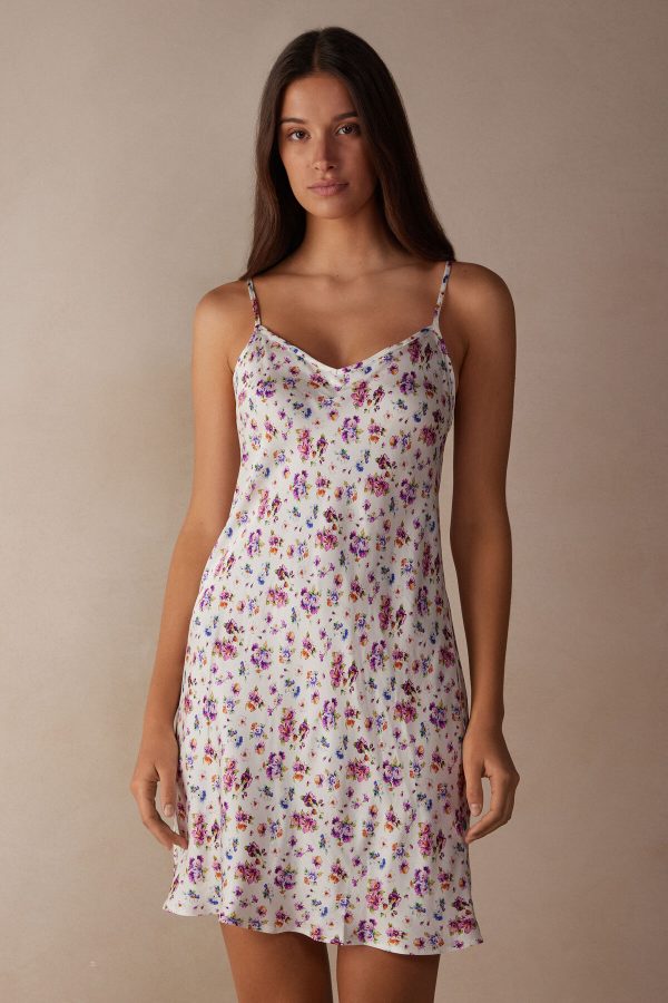 Saty Intimissimi Dreaming of Spring Satin Slip Damske Biele | SK-4389AGTUM